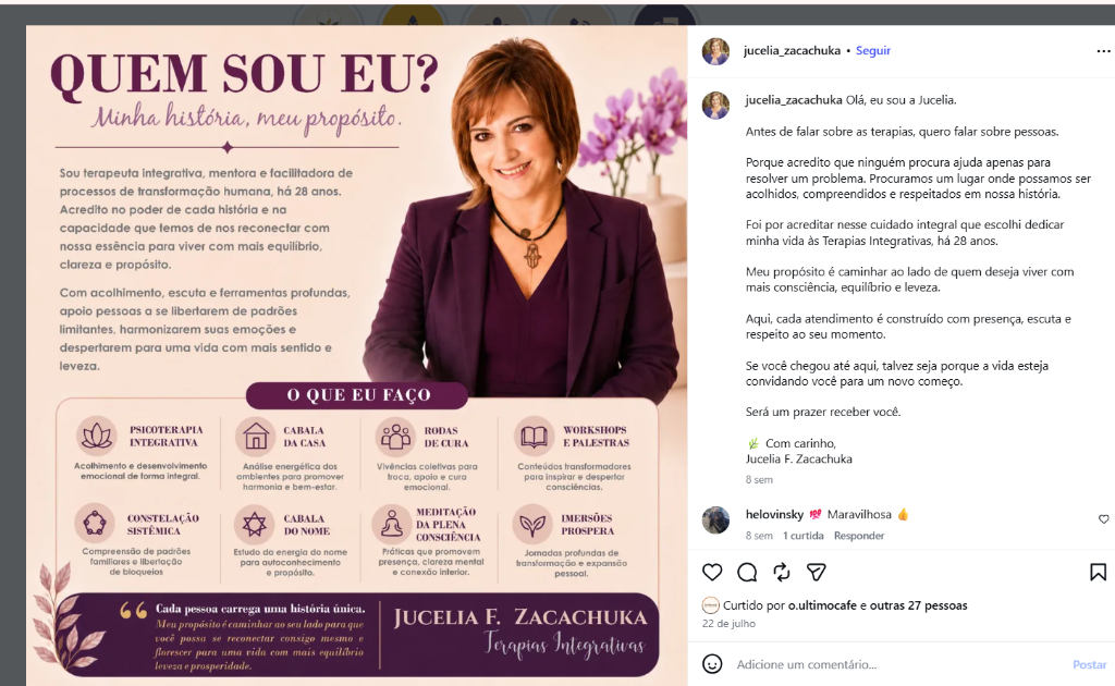 Jucelia Zacachuka em seu espaço terapêutico